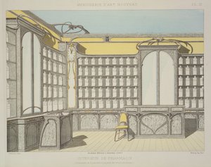 Gyógyszertárbelső, illusztráció a "Menuiserie d